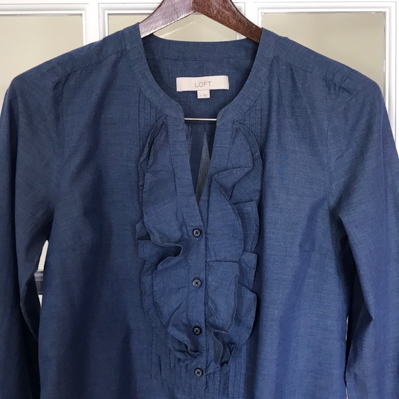 LOFT Ruffle-Neck Blouse - Picture 3 of 8